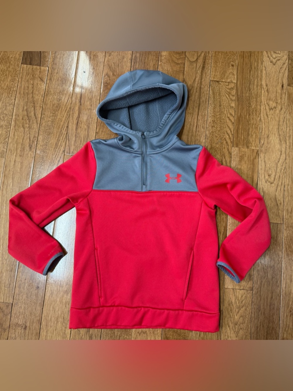 Under Armour Kids Red & Gray Quarter-Zip Storm 1 Hooded Pullover YMD